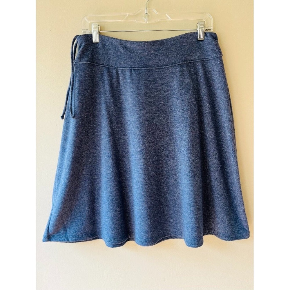 Talbots Sz M Heather Blue Pull On Skirt Mid Rise Elastic Waist Drawstring